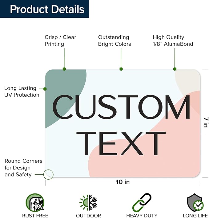 Custom Sign, Custom Street Sign, 11 Font Colors, 13 Font Styles, 4 Hole Options, 22 Sizes, 7x10 Inches, Rust Free DiBound, Fade Resistant, Made in USA by My Sign Center (Minimalist)