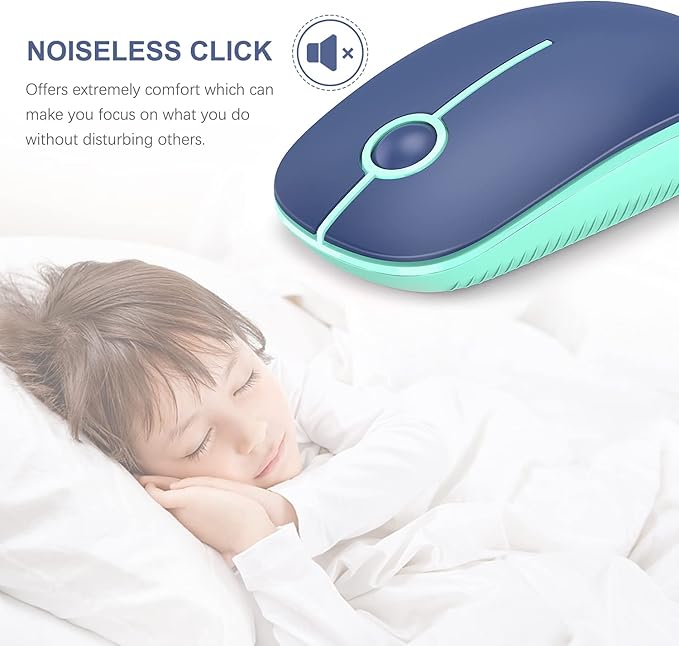 VssoPlor Wireless Mouse, 2.4G Slim Portable Computer Laptop Mouse with Nano Receiver Quiet Silent Optical Mice for Notebook, PC, Laptop, Computer-Blue and Green