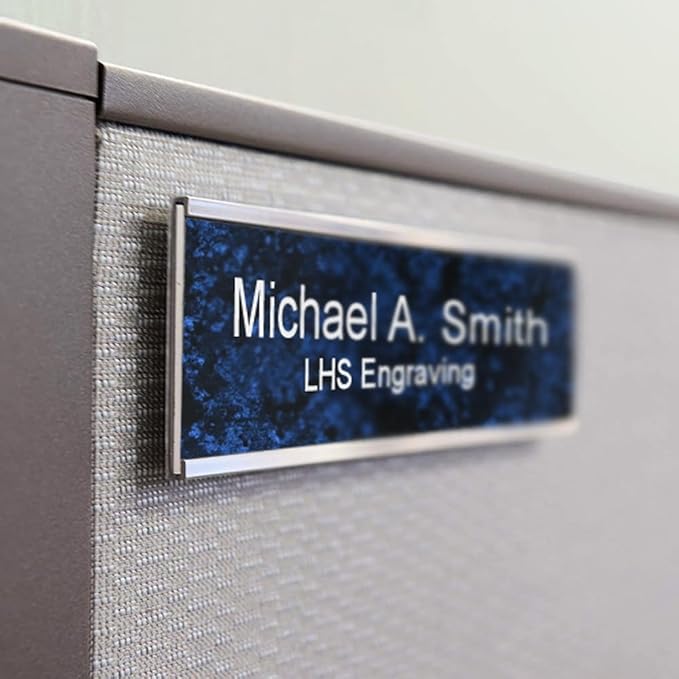 Engraved Name Plates for Door Sign Personalized Cranberry Marble Pattern Plastic Plaque with White Letters - Made in USA 2x6 S5