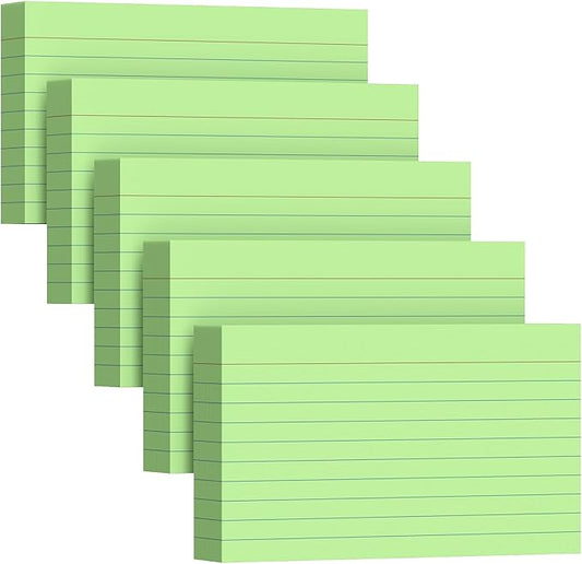 250 Count Index Cards 3 x 5 Inch, Heavyweight Green Lined Note Cards Portable Ruled Flash Cards Perfect for Studying and Organizing, Note Taking Study Flashcards for Home, School and Office