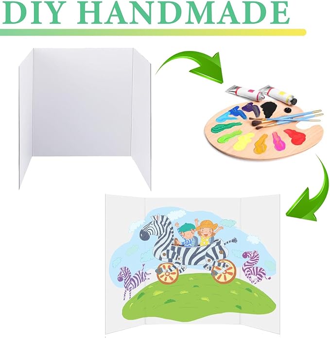 Trifold Poster Board, 24" x 16", 3-Pack, White Corrugated Project Boards for Science Fairs, School Projects, Event Displays, and Business Presentations