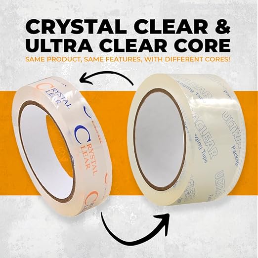 WOD CST22CC Crystal Clear See-Through Packing Tape – 1/2 inch x 110 yds. for Carton Sealing Mailing, Shipping, and Protection, Label Covering, Lamination, and Outdoor Uses.