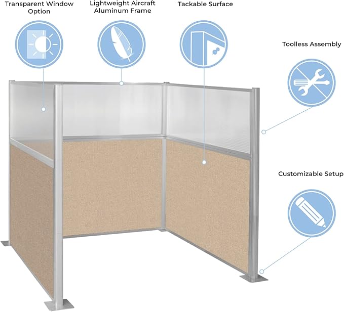 Versare Hush Panel Cubicle Kit | Workstation Partition Walls | Sound Dampening Cubicle Walls | Partitions for Desks
