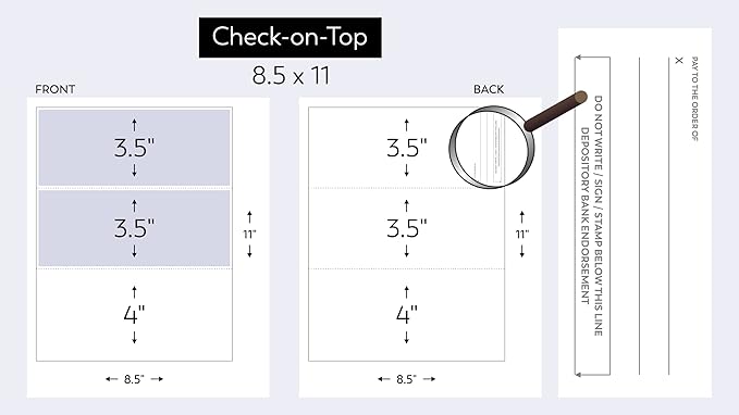 Compuchecks Check on Top Blank Check Paper - 1000 Pack, Quick-Books & Laser Printer Compatible - Security Business Checks with Voucher - 8.5" x 11" Blue Diamond