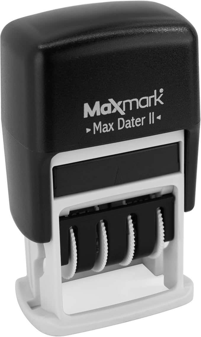MaxMark Self-Inking Rubber Date Office Stamp with MAILED Phrase & Date - Black Ink (Max Dater II), 12-Year Band