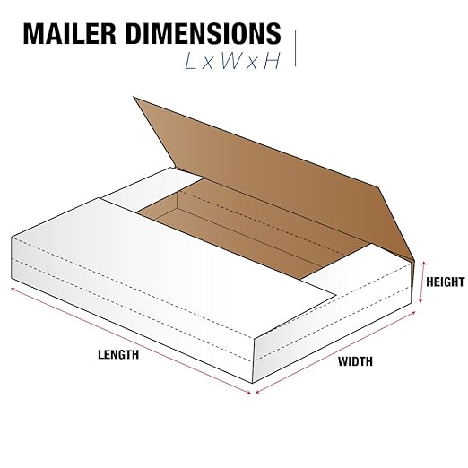 Tape Logic TLM961 Easy-Fold Mailers, 9 5/8" x 6 5/8" x 1 1/4" White (Pack of 50)
