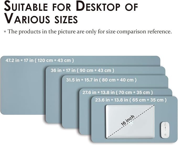 Leather Desk Mat - Non-Slip PU Desk Pad for Office and Home - Desk Organization and Accessories - Ideal for Large Mouse Pad and Desk Mats on Top of Desks (Light Blue,31.5"x 15.7")