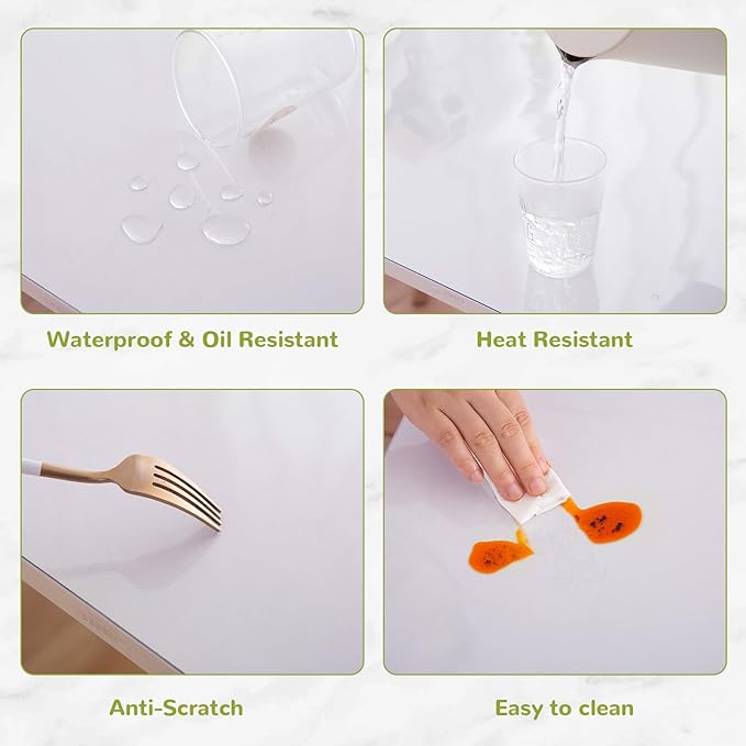 Eisdroma 20 x 72 Inch Clear Table Cover Protector, Clear Table Protector for Dining Room Table, 1.5mm Plastic Table Cover, Waterproof Table Pad for Kitchen, Office