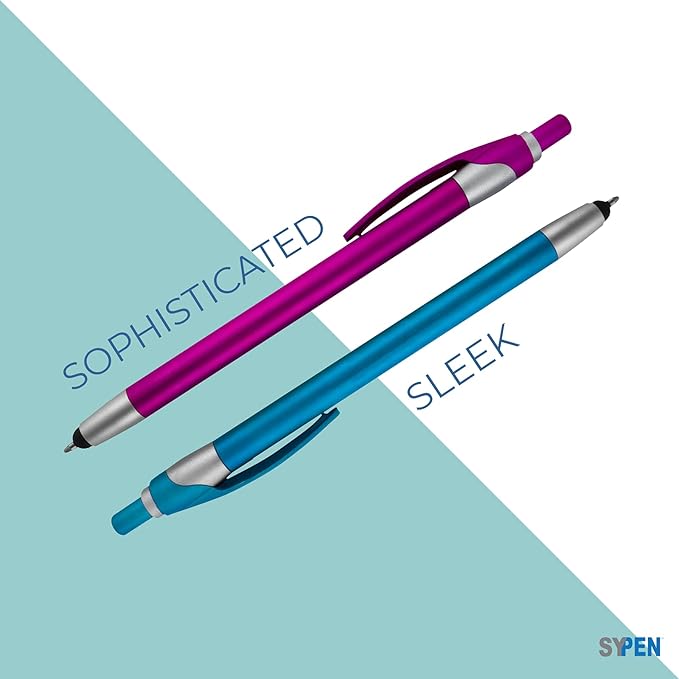 Personalized with Your Custom Logo or Text Pens-Pack of 300- for Marketing, Parties, and Events, 2 in 1 Capacitive Stylus & Ballpoint Pen Compatible with Touchscreen Devices, Black Ink,Purple Pens