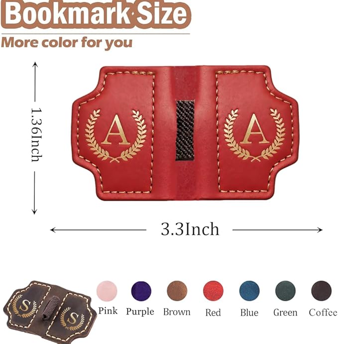 Personalized Mark Bookmark with Pen Holder, Leather Magnetic Book Marker 26 Letters,Custom Initials Page Marks, Gifts for Book Lovers Readers Men Women (Coffee, H)