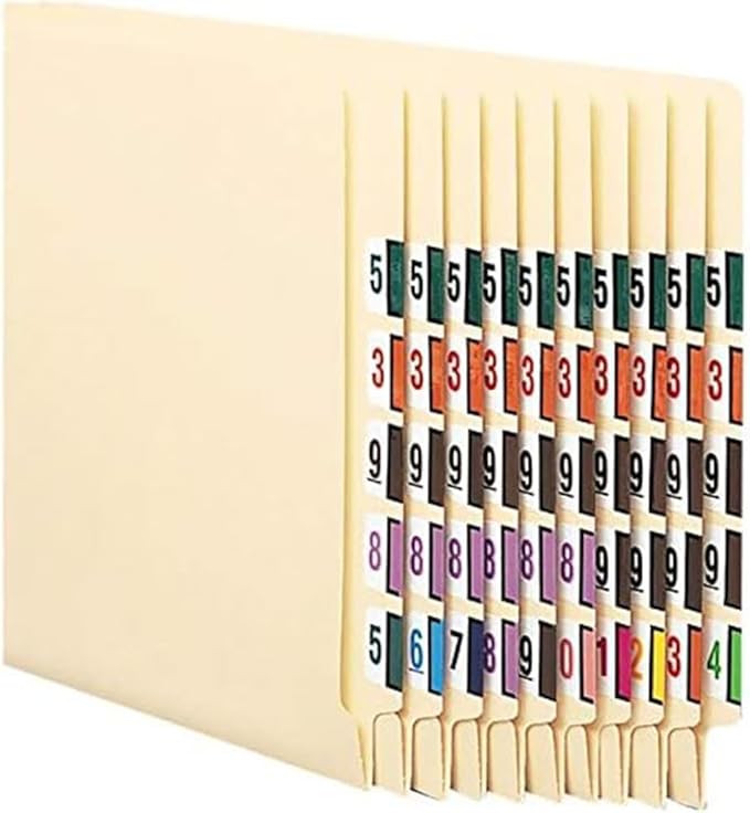 File Right Number Labels Roll – Color-Coded Numeric Filing Labels, 1-5/8" × 7/8" Laminated Self-Adhesive File Folder Numbers for, Office Filing Systems, Automotive Records – Roll #3, 1 Roll