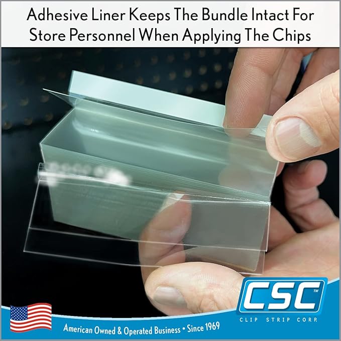 Clip Strip Corp. Price/Data Channel Label Holder Chips, Clear Plastic Tags, 4" L x 1.25" H, 7.5 Mil Thick, Gondola Shelf Edge, Reusable, Made for Point of Purchase Shelf Molding (2000)