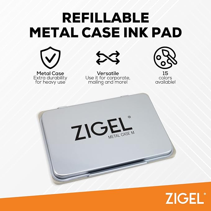 Metal Case Stamp Pad Medium Size, Pink Color - Size: Size: 3" x 4" - Choose from 15 Ink Colors