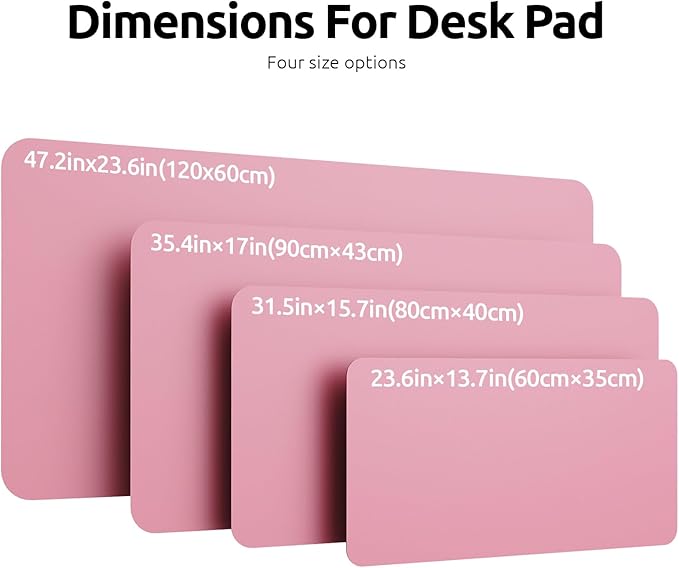 YSAGi Leather Desk Protector, Office Mat, Large Mouse Mat, Non-Slip PU Leather Blotter, Laptop Desk Mat, Waterproof Writing Pad for Office and Home (Pink, 35.4" x 17")