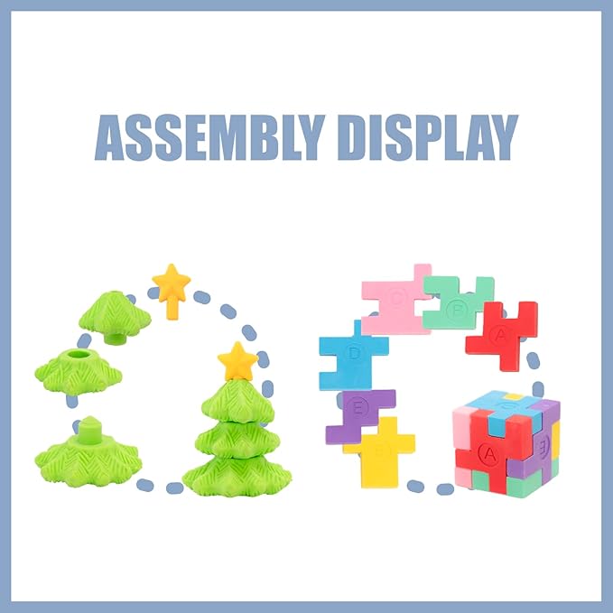 CLOCK KING 240pcs 3D Cute Kids Erasers, Random Desktop Pet Toys Gifts, Classroom Rewards Kids Party Gifts, Various Styles Such as Animals, Food, Plants, Space, Princess, Sports, Halloween, Christmas