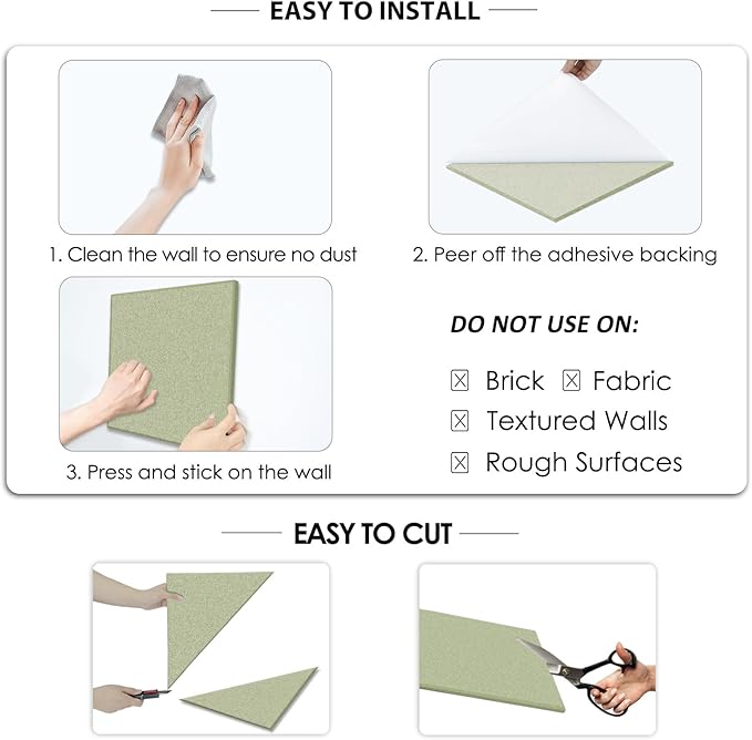 BXI Felt Bulletin Board - 36 X 24 Inches, 6 Pcs Self-Adhesive Decor Cork Boards with 30 Pushpins, Sturdy Acoustic Wall Panels for Office Work, Poster Pin Tiles for Teen Dorm Room Kitchen Classroom