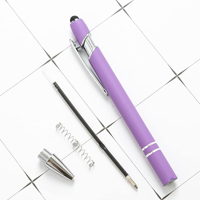 HEYZARDA Personalized Pens with Name Text Logo Custom Ballpoint Pen for Business Office Events with Stylus for Touchscreen 50 Pcs Red