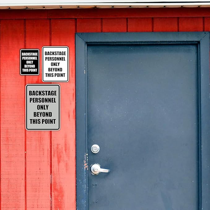 Portrait Round Backstage Personnel Only Beyond This Point Door or Wall Sign Easy Installation | Music | Concert | Festivals Sign (Navy Blue/White) - Large (10 Pack)