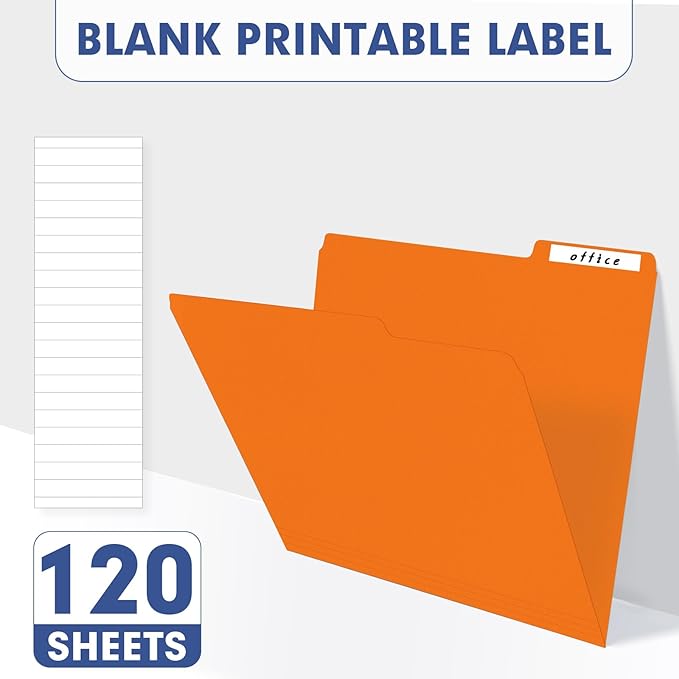 File Folder, PANDRI 120 Pack Colored File Folder, 1/3 Cut Tab, Letter Size, Assorted 12 Colors Filing Folder for Office School Business