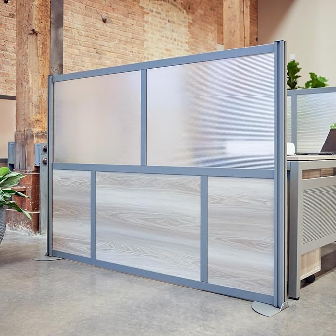 NBF Office Partitions - Cubicle Privacy Panel Wall Divider - Modern Room Separator with Quick Assembly - Indoor Laminate Free Standing Portable Room Divider Panel - 52" H x 73" W (Warm Ash)