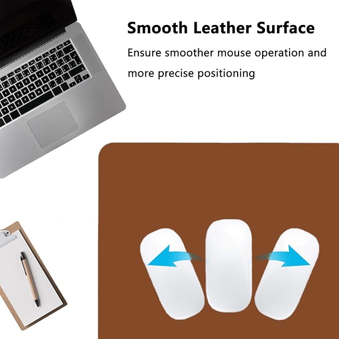 PU Leather Desk Pad Protector Gaming Mouse Pad Non Slip Desk Mat for Keyboard and Mouse Waterproof Desk Writing Pad for Office and Home Desk Accessories(Brown, 31.5 * 15.7)