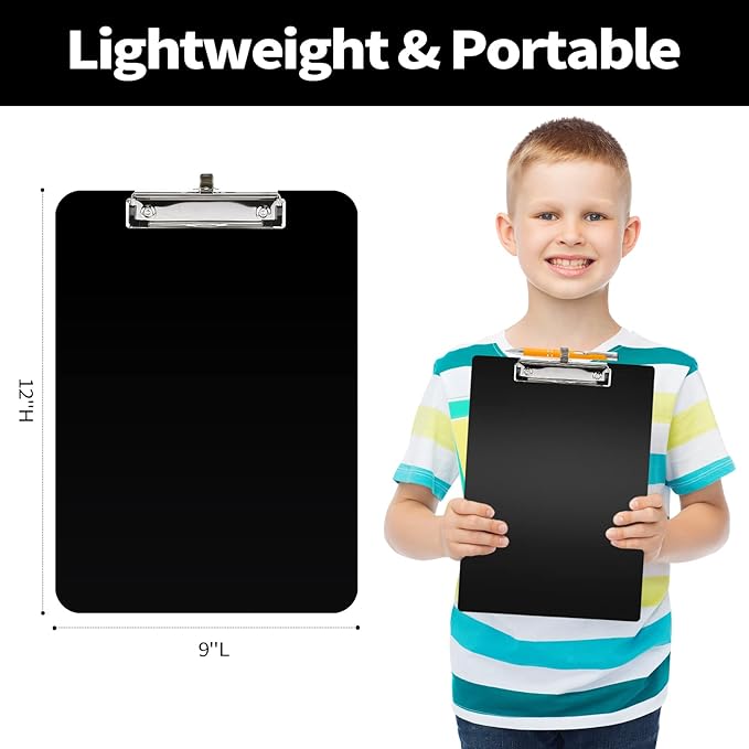 Sooez Plastic Clipboard with Pen Holder, [10% Thicker] Clip Boards 8.5x11 with Low Profile Clip, Cute Hanging Clipboard, Standard Letter Size A4 for Women Teacher, Office & School Supplies