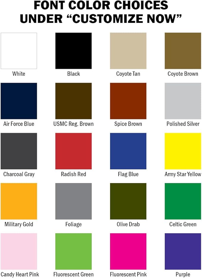 Custom Uniform Name Tapes Solid Colors. Coyote Tan Webbing, 4 Inch Hook Fastener (Uniform Ready Fastener)
