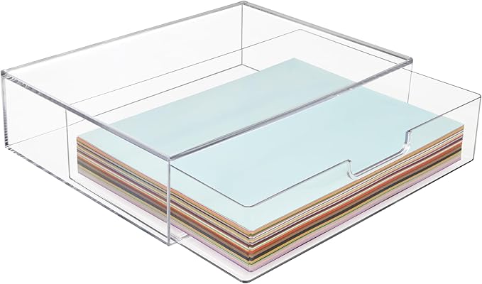 STORi STAX Plastic Stackable Organizer Drawer in Clear | 12.5-inches Wide | Organize Office Desk Accessories and Sort Letter-Size Paper | Made in USA