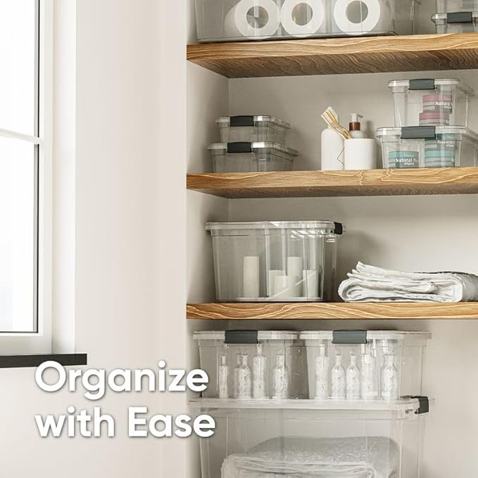 Superio Clear Storage Boxes with Lids, 3.4 Quart Plastic Container Bins for Organizing, Stackable Crates, BPA Free, Non Toxic, Odor Free, Organizers for Home, Office, School, and Dorm