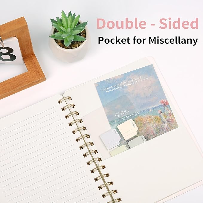 Spiral Notebook-5.75" x 8.125" College Ruled Journal with Inner Pockets and 160 Pages,PU Leather Cover Business Journal, Twin-Wire Binding Notebook Perfect for Office & Home School Supplies 3 pack Reefblue/Green/Brown