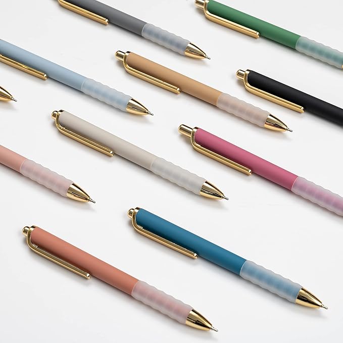 Linbsunne Ballpoint Pens Black Medium Point 1mm Pen with Super Soft Grip Ball Point Pen for Men Women Retractable Pens