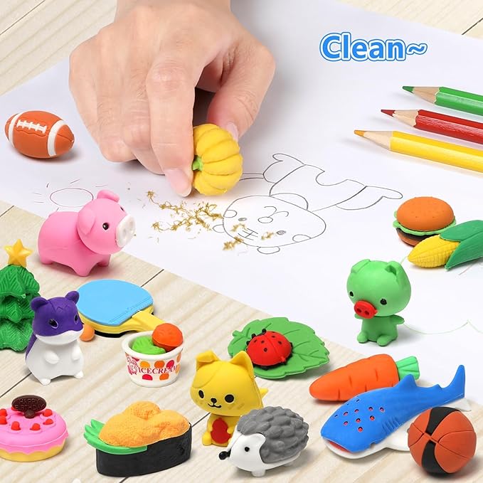 Animal Erasers for Kids 50 Pack Kid's Eraser Bulk Pull Apart Erasers 3D Puzzle Eraser Classroom Rewards and Prizes Class Treasure Box Kid Party Favors Back to School Supplies Gift