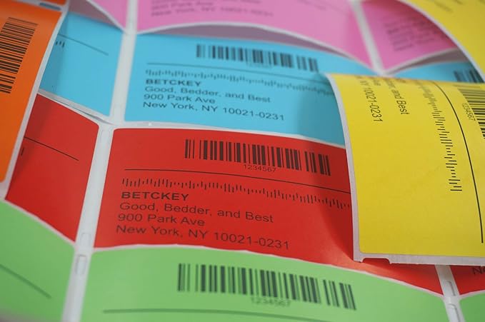 BETCKEY - 1" x 0.5" Small Labels Compatible with Zebra & Rollo Label Printer, Premium Adhesive & Perforated[Yellow, 6 Rolls, 14580 Labels]