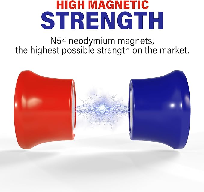 Strong Magnets for Whiteboard, Glassboard and Fridge (Multi-Color, 8 Pack, Small). N54 Neodymium Rare Earth Heavy Duty Magnets for Home and Office Supplies.