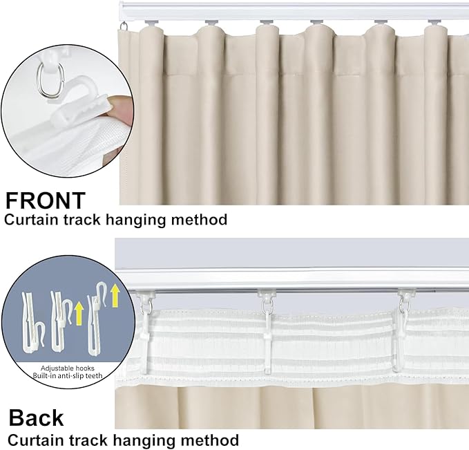 Cbsroro Room Divider Blackout Curtain Track Curtains Wall Dividers Panels Screen for Living Rooms Bedroom Office Privacy Partition Separation, W180 × L108 Inch,1 Panel, Beige