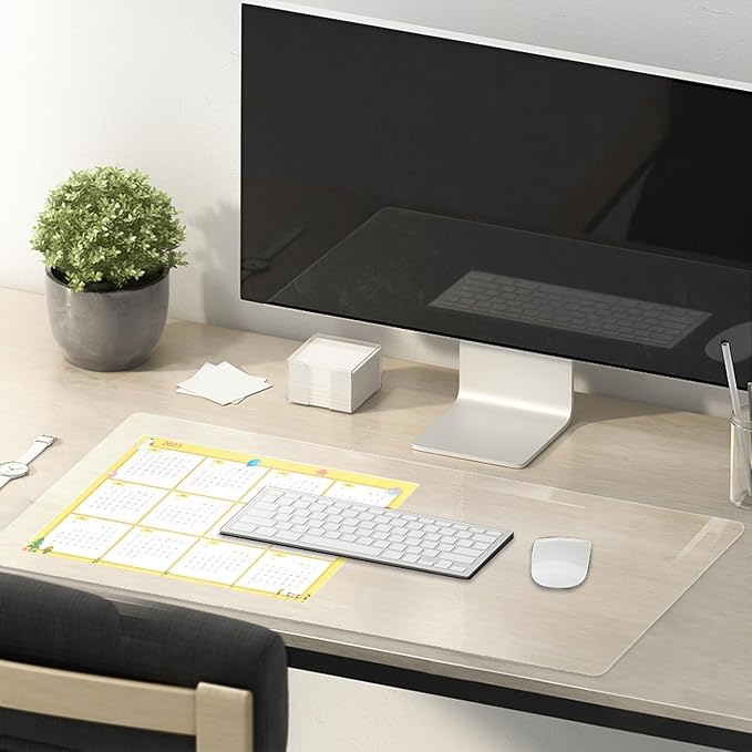 Eisdroma 17 x 42 Inch Clear Table Cover Protector, Clear Desk Mat, Transparent Table Protector, 1.5mm Plastic Table Cover, Vinyl Table Protector, Desk Mats on Top of Desks