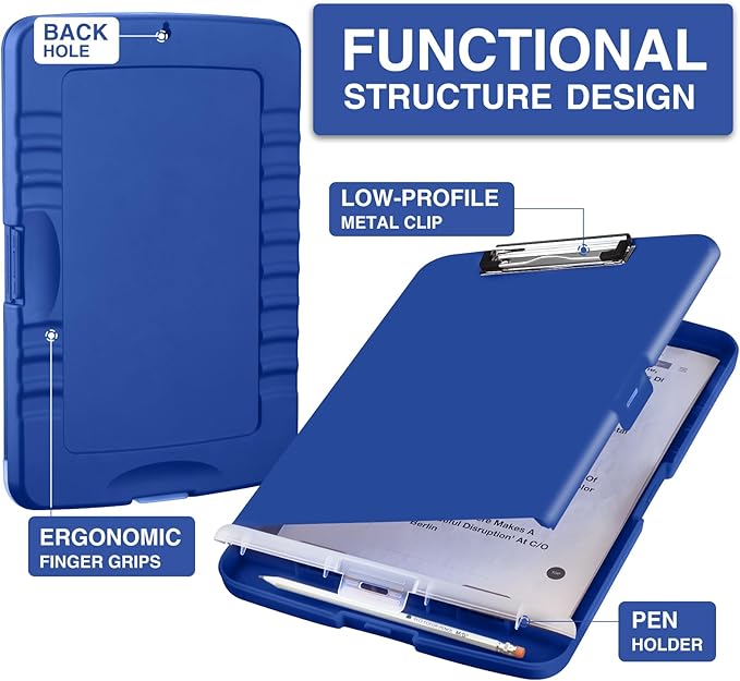 Sooez Clipboards with Storage, High Capacity Clip Boards 8.5x11 with Storage, Heavy Duty Nursing Clipboard Folder, Plastic Clipboard with Pen Holder for Women Teachers Work, School & Office Supplies