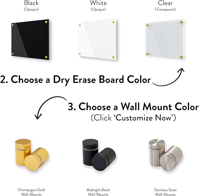 Acrylic Dry Erase Board for Wall with Stylish Border - Shipped Next Day, Made in USA, Non-Magnetic Whiteboard, Wall Mounted Board, Easy to Clean (Clear - 20x30)