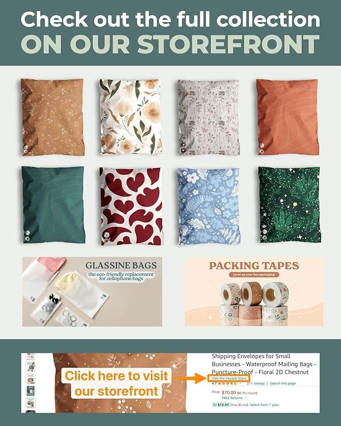 Poly Mailers 10 x 13 Inch - 100 pack Biodegradable Shipping Bags for Clothes - Impack Self-Seal Waterproof Thick Mailing Envelope for Accessories & Clothing - Golden Pencil Floral