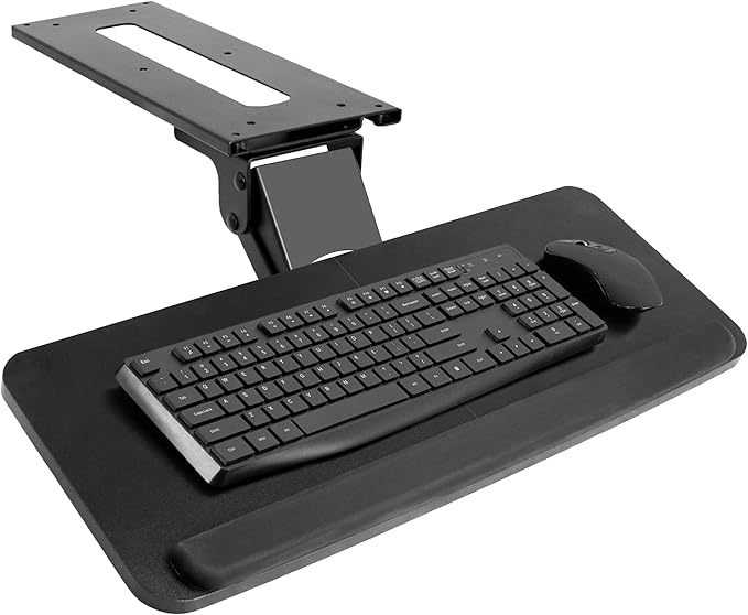 VIVO Adjustable Computer Keyboard & Mouse Platform Tray Ergonomic Under Table Desk Mount Drawer Underdesk Shelf (MOUNT-KB03B)