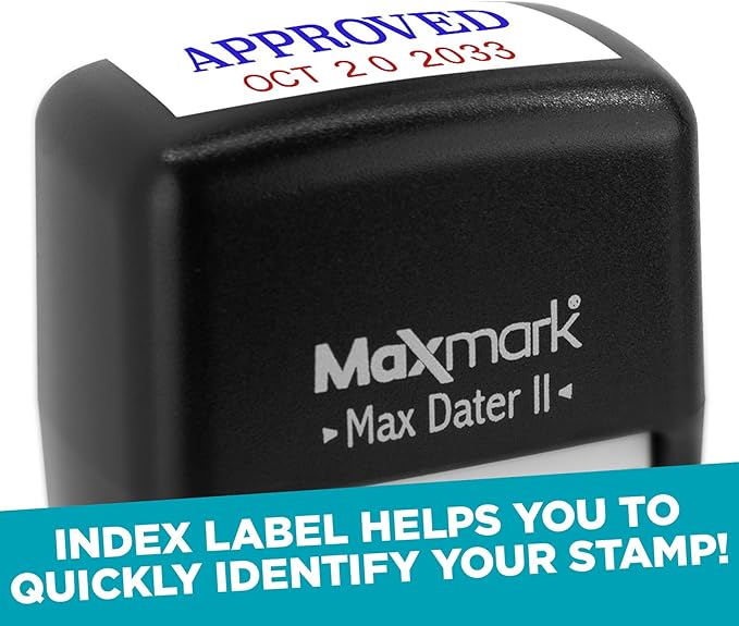 MaxMark Self-Inking Rubber Date Office Stamp with MAILED Phrase & Date - Black Ink (Max Dater II), 12-Year Band