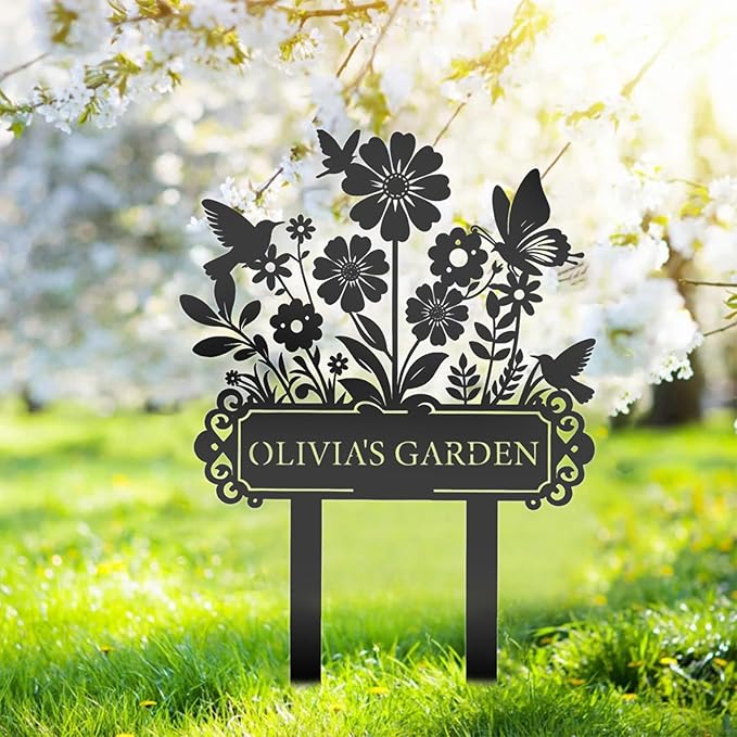 Custom Garden Sign | Personalized Garden Stake Metal Sign | Personalized Garden Name Sign | Custom Sign Outdoor Metal | Metal Sign Stakes Customized | Gardening Decor Gifts for Gardeners