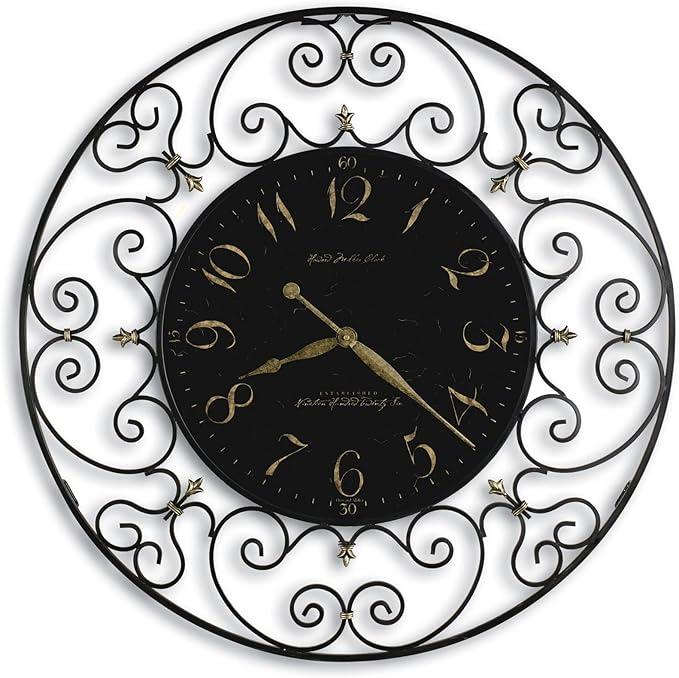 Hekman Furniture Joline Wall Clock – Elegant Oversized Decorative Analog Clock Striking Black Iron Finish Quartz Movement, Perfect for Room Decor, Bedroom, Office, Kitchen & Outdoor Spaces