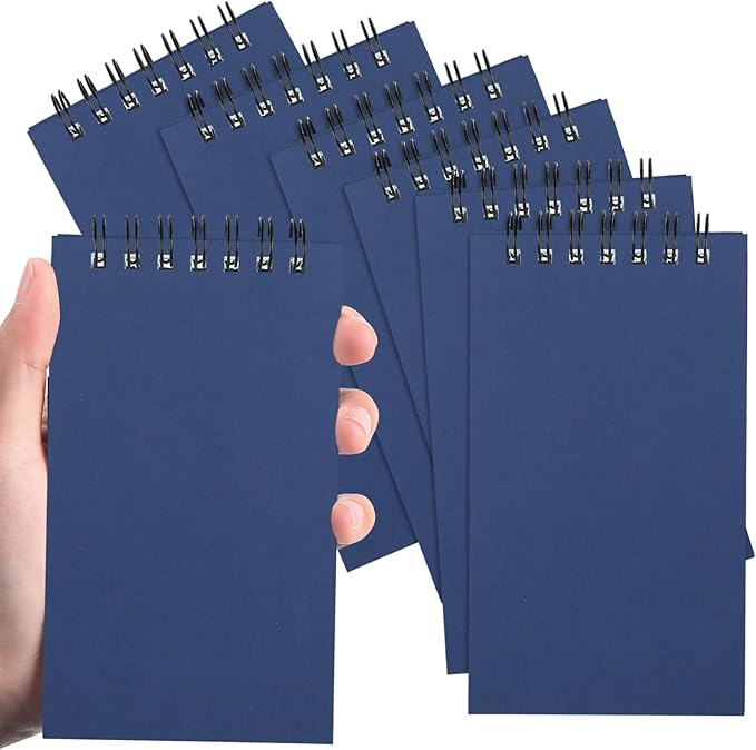 Tenceur 6 Pcs Pocket Notebook Bulk Small 3x5 Inch Spiral Notepads Mini Top Bound Notebook with Lined 120 Pages Ruled Memo Pads for Office College Nurse Essentials Back to School Gift (Blue)