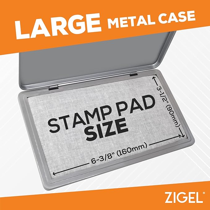 Metal Case Stamp Pad Large Size, Purple Color - Size: 3" x 6" - Choose from 15 Ink Colors