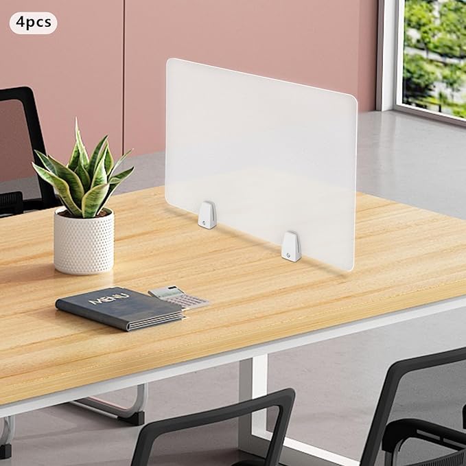 4PCS Desk Dividers Office Partitions, Privacy Desk Panel Protective, Acrylic Plexiglass Shield with Clamps for Offices Schools Call Centers - 23.6”L X15.8”W