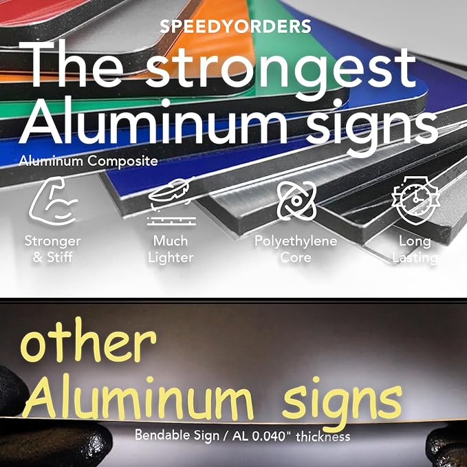 Custom Aluminum Business Signs, Personalized Outdoor Signs, Waterproof, Silver Brushed 20x20 In