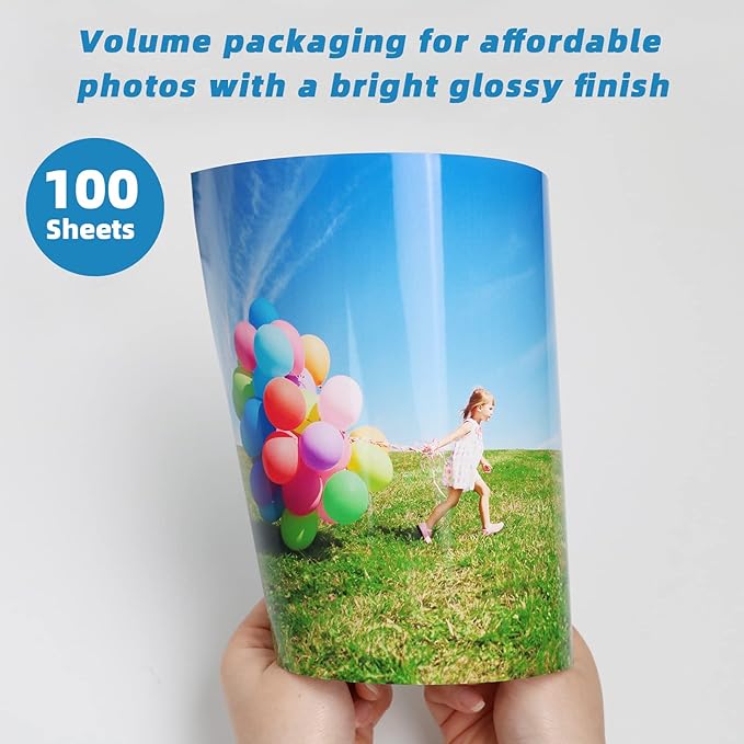 Uinkit 100 Sheets Inkjet Photo Paper Glossy 8.5x11 48lb 180Gsm Professional Photographic Paper Letter Size 8.5Mil Instant Dry Suitable for All Ink Printers