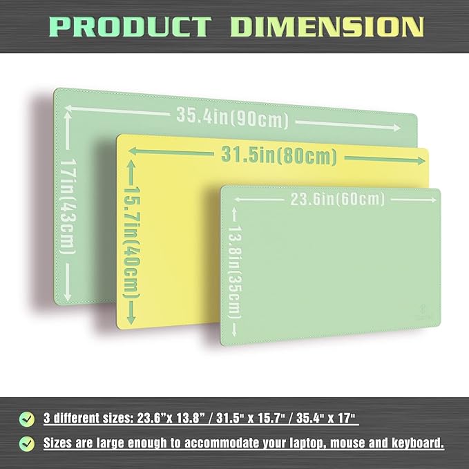 K KNODEL Desk Mat, Blotter, Dual-Sided Office Desk Pad, Waterproof Desk Mat for Desktop, Desk Blotters, PVC Leather Pad Protector (Sharp Green, 35.4" x 17")