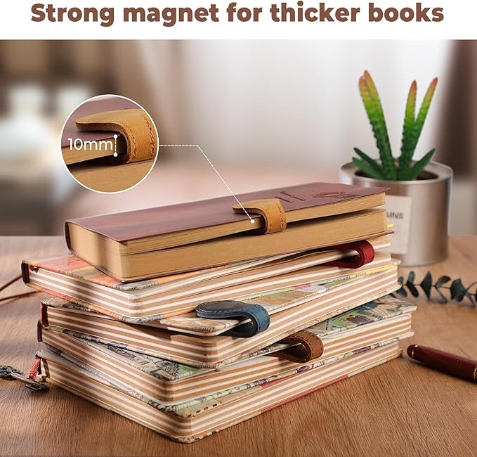 Personalized Magnetic Leather Bookmark, 26 Letters Custom Leather Bookmarks, Handmade, Leather Magnetic Bookmark for Book Lovers Readers Women Kid(Blue，Z）